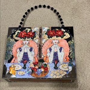 Artistic Handbag with Beaded Handle